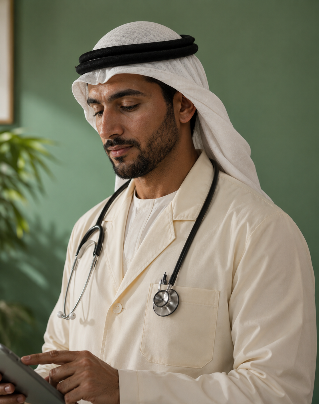UAE licensed Orvion doctor reviewing a patient consultation on a tablet